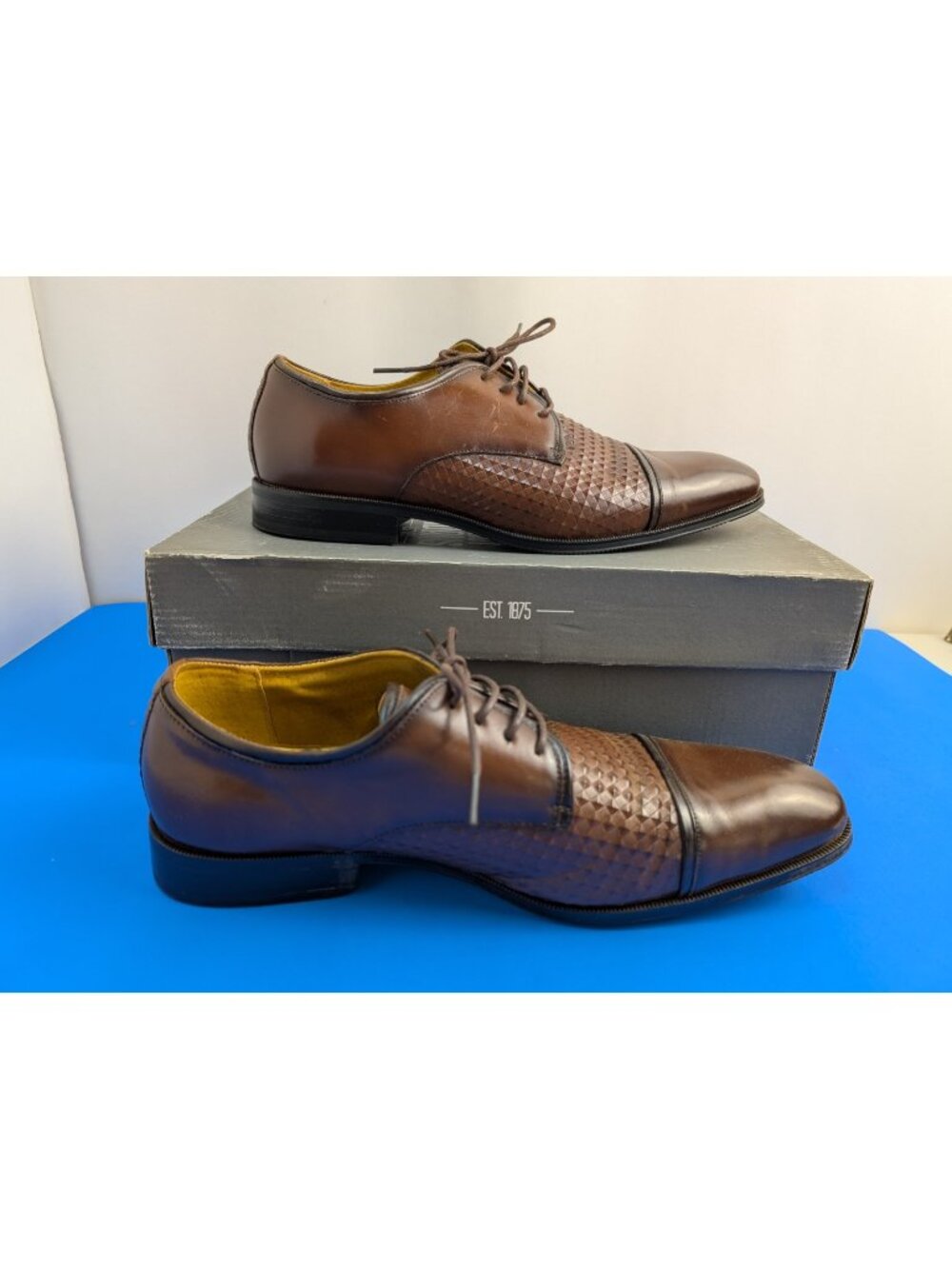 Stacy Adams Men's Forte Cap Toe Oxford Cognac Multi Leather Dress Shoe Size 10 M